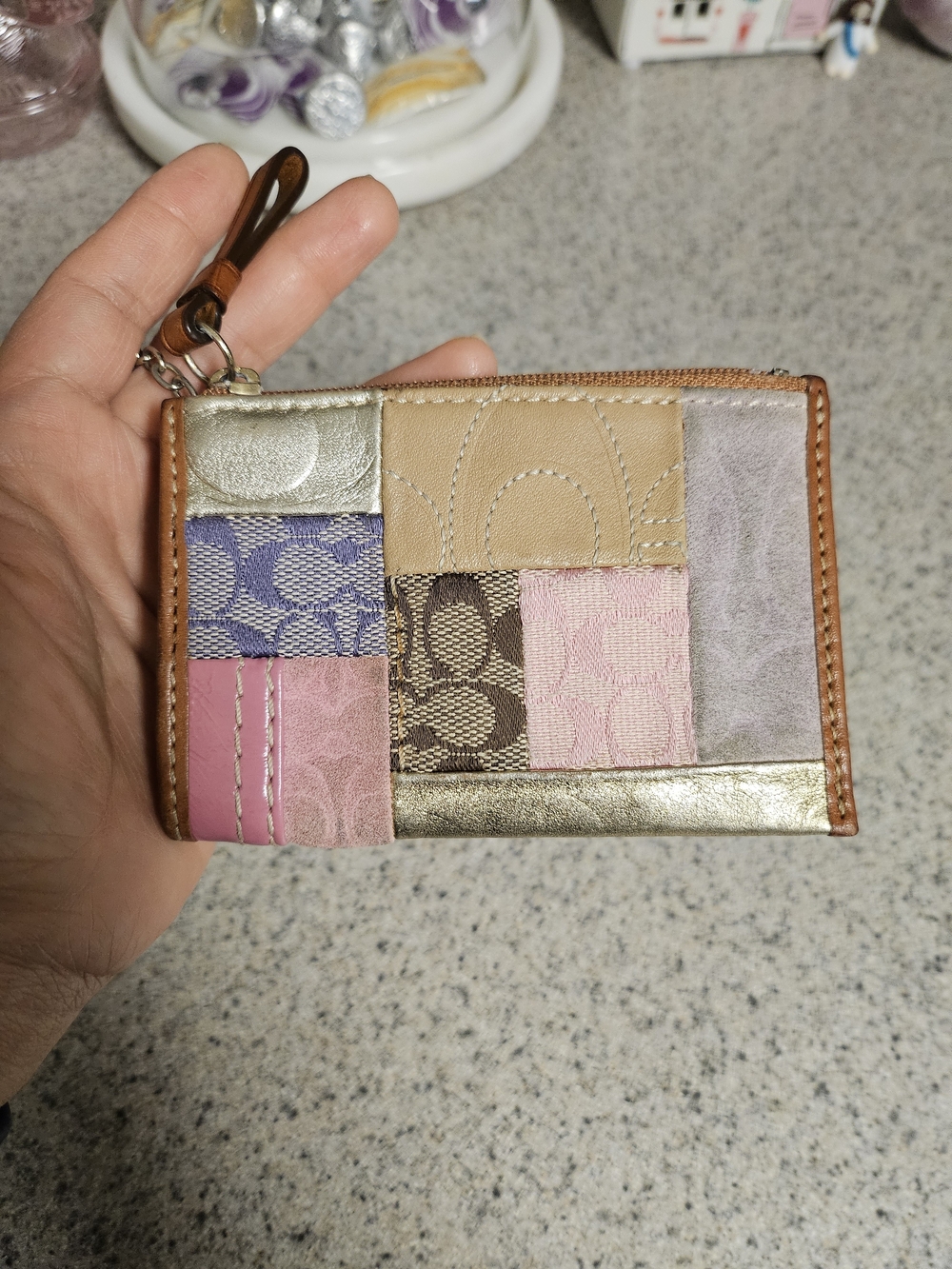 ​Coach Vintage Y2K Patchwork Card Holder Coin Pouch Keychain